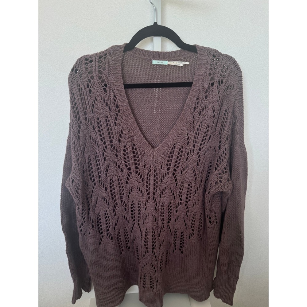 Kimchi Blue Urban Outfitters Mauve Purple Open Knit V Neck Oversized Sweater